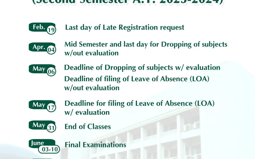 UPLB-CEAT Second Semester 2023-2024 Deadlines